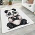 Cute panda bear making a heart with area rugs carpet