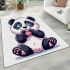 Cute panda bear making a heart with area rugs carpet