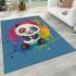 Cute panda in the style of rainbow paint splash area rugs carpet