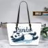 Cute panda lying on its back simple lines leather tote bag