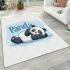 Cute panda lying on its back simple lines area rugs carpet