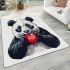 Cute panda making a heart with hands area rugs carpet