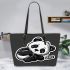 Cute panda sleeping leather tote bag