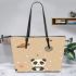 Cute panda stars and planets in the sky leather tote bag