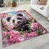 Cute panda surrounded among blooming cherry blossoms area rugs carpet