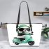 Cute panda wearing black sunglasses motorcycle leather tote bag