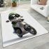 Cute panda wearing black sunglasses motorcycle area rugs carpet