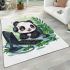 Cute panda wearing headphones and playing computer area rugs carpet