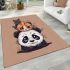 Cute panda with kitten on its head area rugs carpet