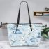 Cute pastel blue bunnies and floral pattern leather Chic Stylish Tote Bag & Women Totes: Perfect Gift for Girlfriend | Crossbody, Purse, Handbag