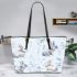 Cute pastel blue bunnies and floral pattern leather Chic Stylish Tote Bag & Women Totes: Perfect Gift for Girlfriend | Crossbody, Purse, Handbag