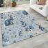 Cute pastel blue bunnies and floral pattern area rugs carpet