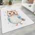 Cute pastel watercolor illustration of an owl area rugs carpet