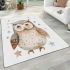 Cute pastel watercolor illustration of an owl area rugs carpet