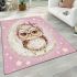 Cute pink and white polka dot background with stars area rugs carpet