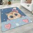 Cute pink cartoon border background with stars area rugs carpet