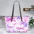 Cute pink dragonflies leather tote bag