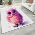 Cute pink owl cartoon character clip art area rugs carpet