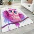 Cute pink owl cartoon character clip art area rugs carpet