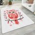 Cute pink owl holding a heart on a branch area rugs carpet