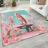 Cute pink owl sitting on top of the car area rugs carpet