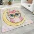 Cute pink owl with a bow and glasses sitting on the moon area rugs carpet