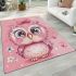 Cute pink owl with a bow on its head area rugs carpet