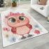 Cute pink owl with a bow on its head area rugs carpet