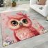 Cute pink owl with a bow on its head area rugs carpet