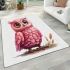 Cute pink owl with big eyes area rugs carpet