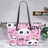 Cute pink pattern with hearts pandas and the word love leather Chic Stylish Tote Bag & Women Totes: Perfect Gift for Girlfriend | Crossbody, Purse, Handbag