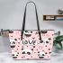 Cute pink pattern with hearts pandas and the word love leather Chic Stylish Tote Bag & Women Totes: Perfect Gift for Girlfriend | Crossbody, Purse, Handbag