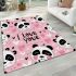 Cute pink wallpaper with hearts panda i love you area rugs carpet