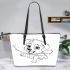 Cute puppy running with its tail up leather tote bag