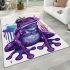 Cute purple frog wearing crown with blue skin color area rugs carpet