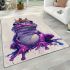 Cute purple frog wearing crown with blue skin color area rugs carpet