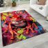 Cute red frog graffiti style area rugs carpet