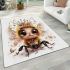 Cute whimsical happy smiling baby bee wearing a beautiful area rugs carpet