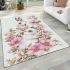 Cute white bunnies with pink flowers area rugs carpet