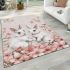 Cute white bunnies with pink flowers area rugs carpet