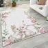 Cute white bunnies with pink flowers area rugs carpet