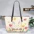 Cute white bunny surrounded by colorful tulips leather Chic Stylish Tote Bag & Women Totes: Perfect Gift for Girlfriend | Crossbody, Purse, Handbag