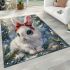 Cute white bunny with big blue eyes area rugs carpet