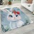 Cute white bunny with blue eyes and pink ears area rugs carpet