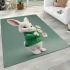 Cute white rabbit holding daisies area rugs carpet