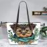 Cute yorkshire terrier puppy leather tote bag