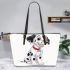 Dalmatian puppy cartoon character leather tote bag