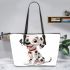 Dalmatian puppy cartoon character leather tote bag