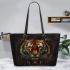 Darkness tiger and dream catcher leather tote bag