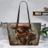 Dashhund mushroom and draem catcher leather tote bag